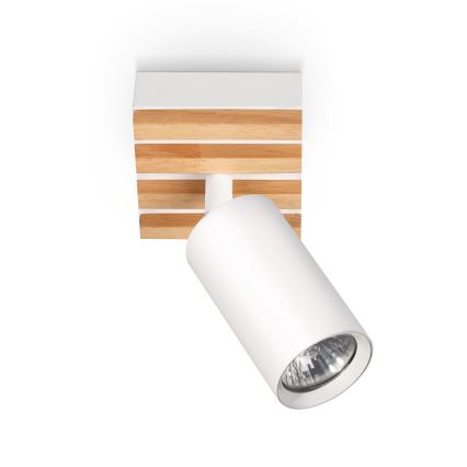 Brilagi - Spotlampe SELE WOOD ACOUSTIC 1xGU10/30W/230V hvid/træ