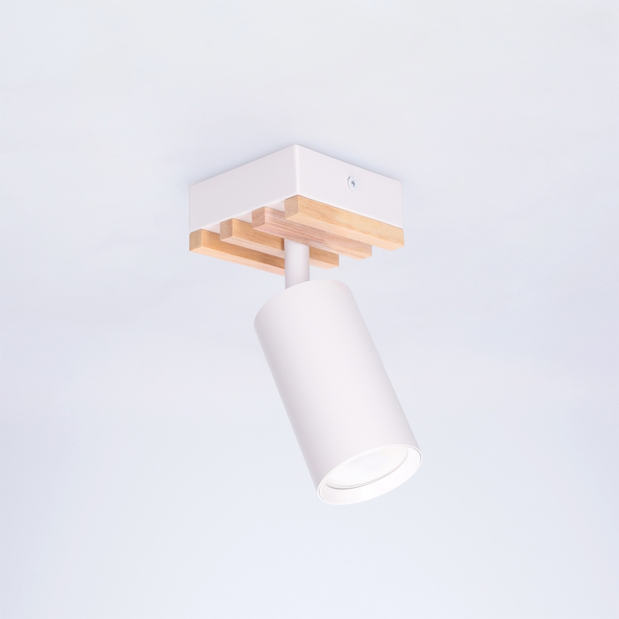 Brilagi - Spotlampe SELE WOOD ACOUSTIC 1xGU10/30W/230V hvid/træ