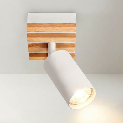 Brilagi - Spotlampe SELE WOOD ACOUSTIC 1xGU10/30W/230V hvid/træ