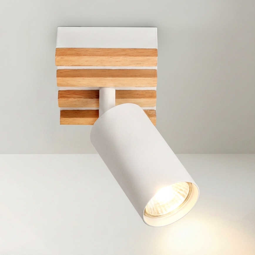 Brilagi - Spotlampe SELE WOOD ACOUSTIC 1xGU10/30W/230V hvid/træ