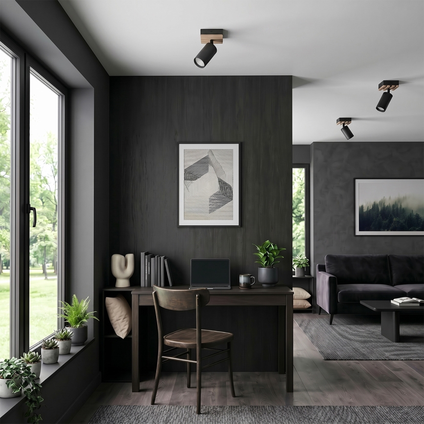 Brilagi - Spotlampe SELE WOOD ACOUSTIC 1xGU10/30W/230V sort/træ