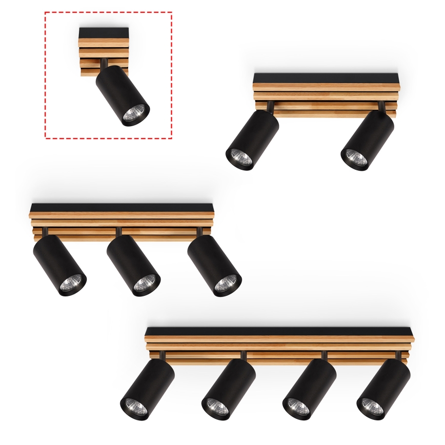 Brilagi - Spotlampe SELE WOOD ACOUSTIC 1xGU10/30W/230V sort/træ