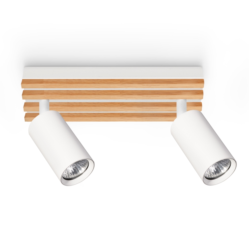 Brilagi - Spotlampe SELE WOOD ACOUSTIC 2xGU10/30W/230V hvid/træ
