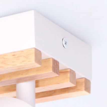 Brilagi - Spotlampe SELE WOOD ACOUSTIC 2xGU10/30W/230V hvid/træ