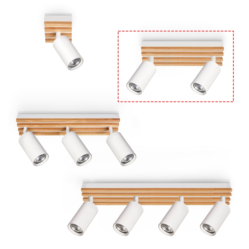 Brilagi - Spotlampe SELE WOOD ACOUSTIC 2xGU10/30W/230V hvid/træ
