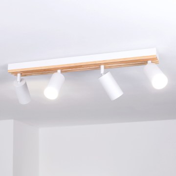 Brilagi - Spotlampe SELE WOOD ACOUSTIC 4xGU10/30W/230V hvid/træ