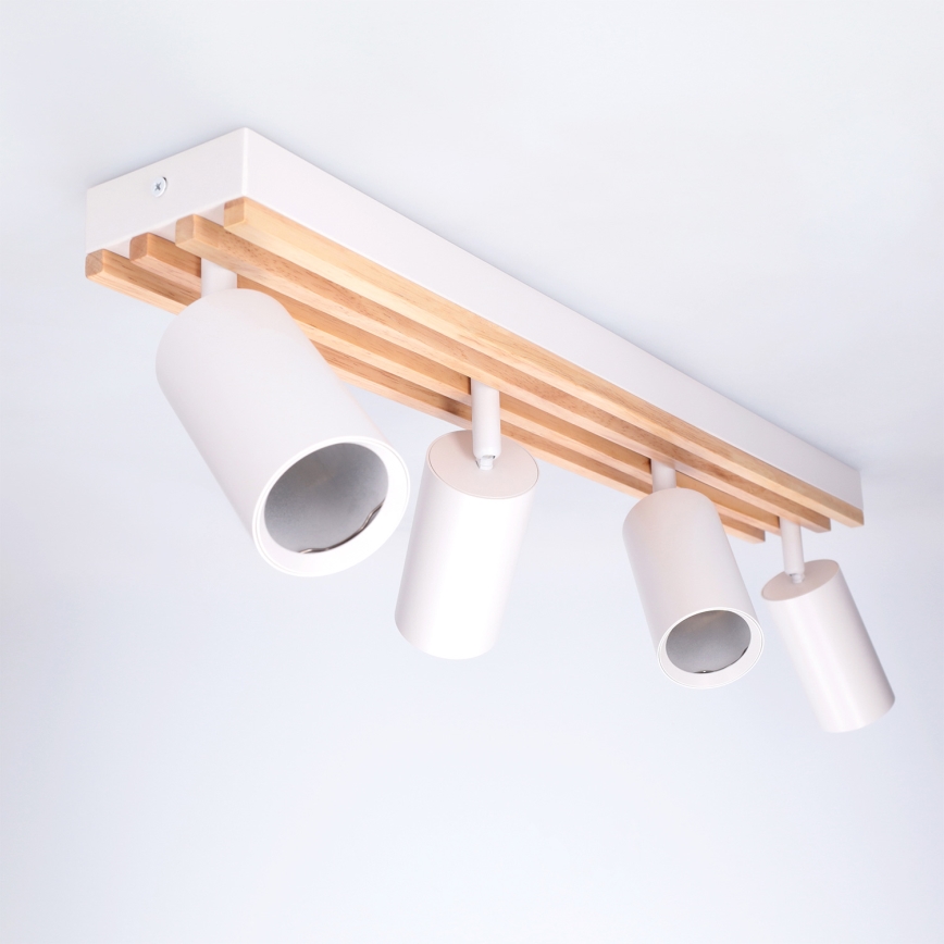 Brilagi - Spotlampe SELE WOOD ACOUSTIC 4xGU10/30W/230V hvid/træ