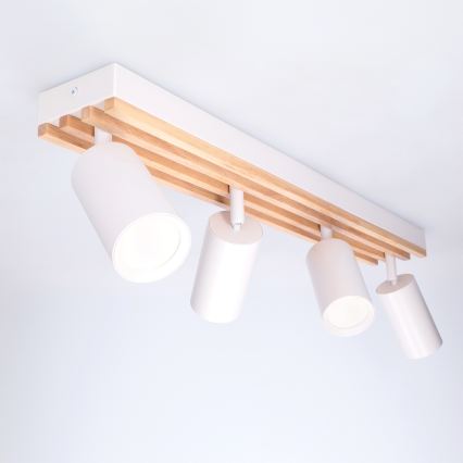 Brilagi - Spotlampe SELE WOOD ACOUSTIC 4xGU10/30W/230V hvid/træ