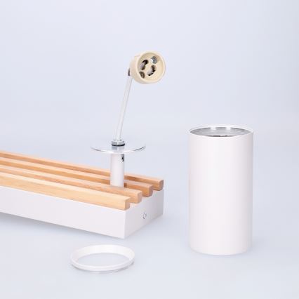 Brilagi - Spotlampe SELE WOOD ACOUSTIC 4xGU10/30W/230V hvid/træ