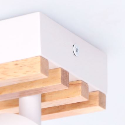 Brilagi - Spotlampe SELE WOOD ACOUSTIC 4xGU10/30W/230V hvid/træ