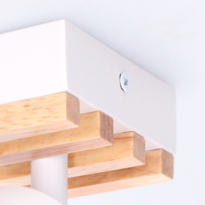 Brilagi - Spotlampe SELE WOOD ACOUSTIC 4xGU10/30W/230V hvid/træ