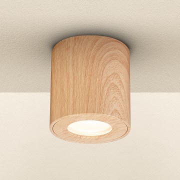 Brilagi - Spotlampe til badeværelse MIA 1xGU10/30W/230V 84x80 mm egetræsdekor IP44