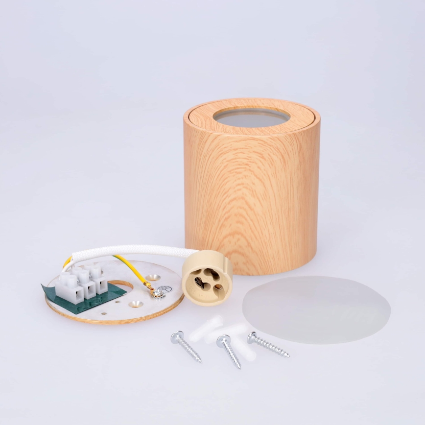 BRILAGI - Spotlampe til badeværelse MIA 1xGU10/30W/230V 84x80 mm egetræsdekor IP44