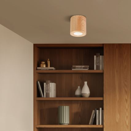 Brilagi - Spotlampe til badeværelse MIA 1xGU10/30W/230V 84x80 mm egetræsdekor IP44