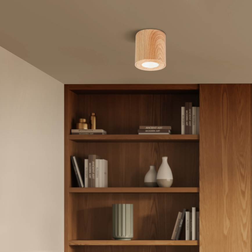 Brilagi - Spotlampe til badeværelse MIA 1xGU10/30W/230V 84x80 mm egetræsdekor IP44