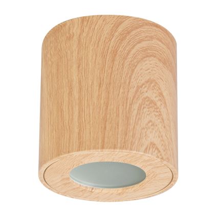 Brilagi - Spotlampe til badeværelse MIA 1xGU10/30W/230V 84x80 mm egetræsdekor IP44