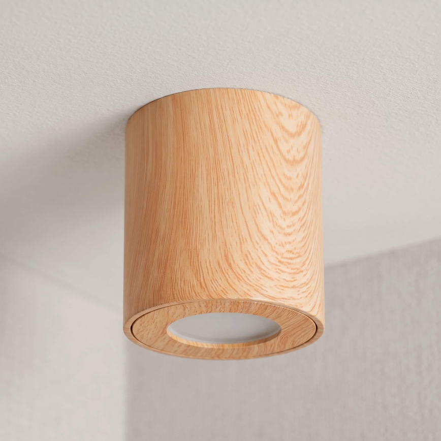 BRILAGI - Spotlampe til badeværelse MIA 1xGU10/30W/230V 84x80 mm egetræsdekor IP44