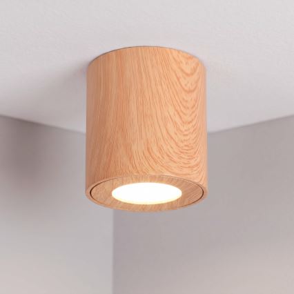 BRILAGI - Spotlampe til badeværelse MIA 1xGU10/30W/230V 84x80 mm egetræsdekor IP44