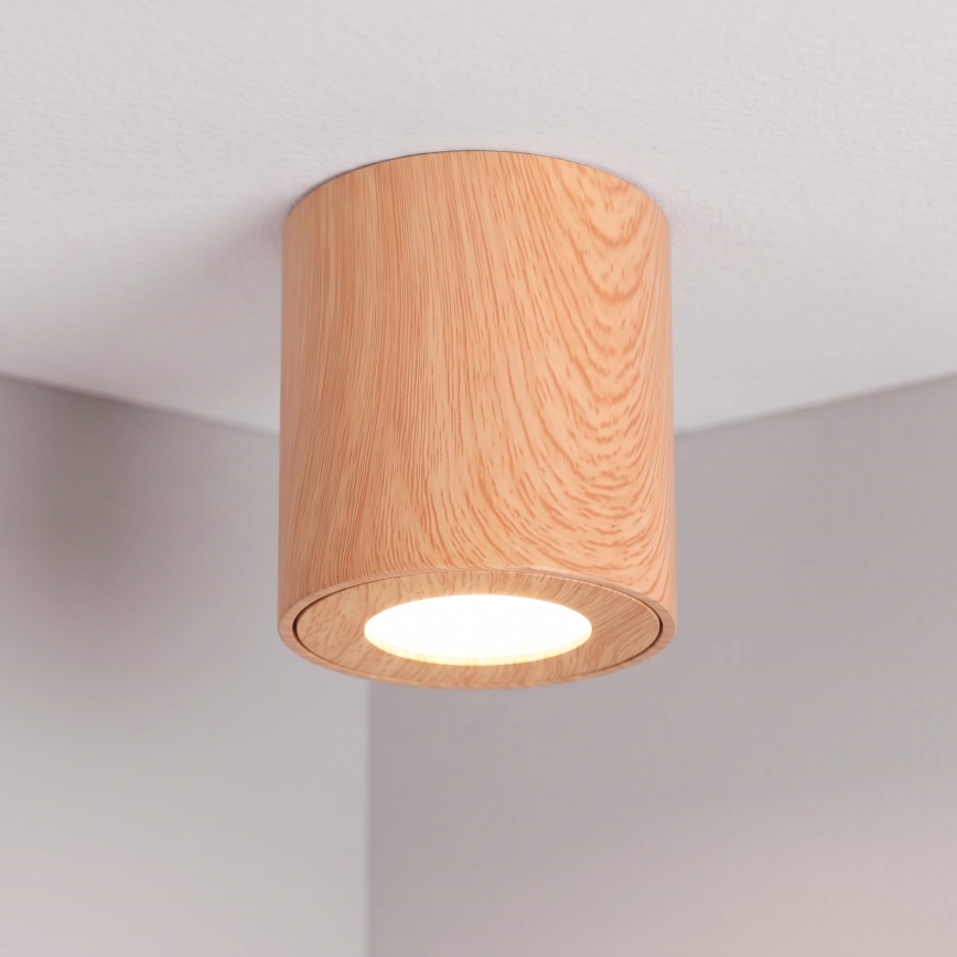 BRILAGI - Spotlampe til badeværelse MIA 1xGU10/30W/230V 84x80 mm egetræsdekor IP44
