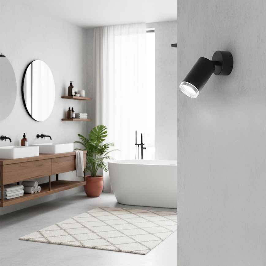 Brilagi - Spotlampe til badeværelse SELE 1xGU10/30W/230V IP44 sort