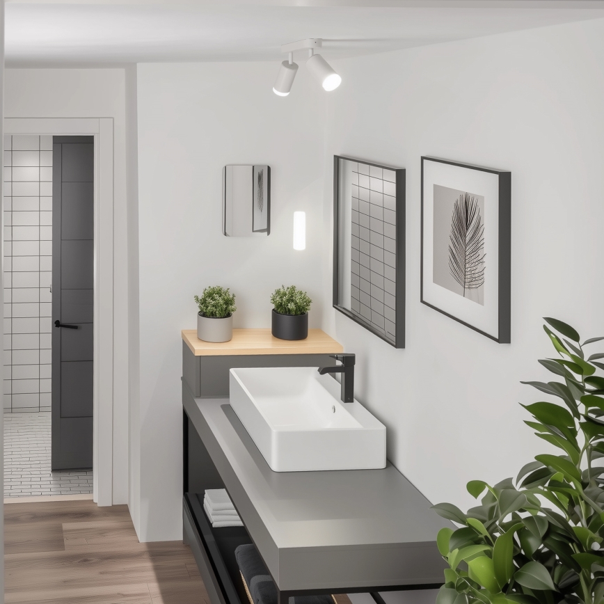 Brilagi - Spotlampe til badeværelse SELE 2xGU10/30W/230V IP44 hvid