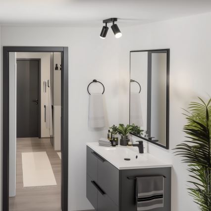 Brilagi - Spotlampe til badeværelse SELE 2xGU10/30W/230V IP44 sort