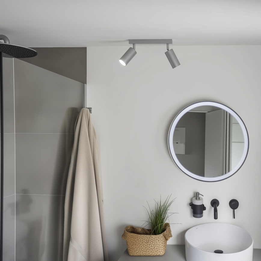 Brilagi - Spotlampe til badeværelse SELE 2xGU10/30W/230V IP44 sølvfarvet