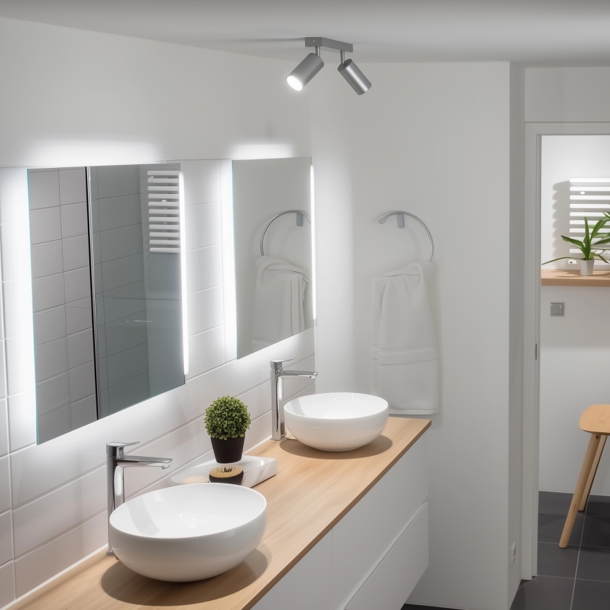 Brilagi - Spotlampe til badeværelse SELE 2xGU10/30W/230V IP44 sølvfarvet
