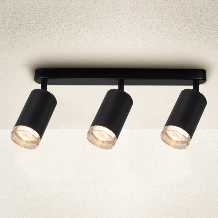 Brilagi - Spotlampe til badeværelse SELE 3xGU10/30W/230V IP44 sort