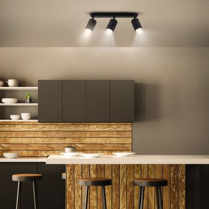 Brilagi - Spotlampe til badeværelse SELE 3xGU10/30W/230V IP44 sort