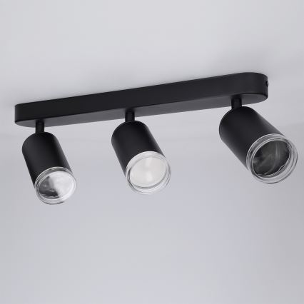 Brilagi - Spotlampe til badeværelse SELE 3xGU10/30W/230V IP44 sort