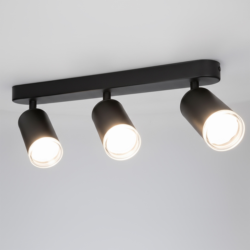 Brilagi - Spotlampe til badeværelse SELE 3xGU10/30W/230V IP44 sort