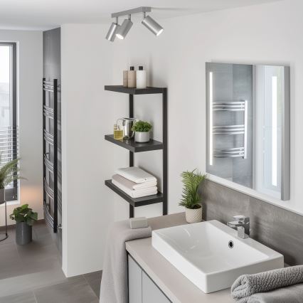 Brilagi - Spotlampe til badeværelse SELE 3xGU10/30W/230V IP44 sølvfarvet
