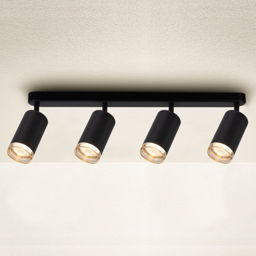 Brilagi - Spotlampe til badeværelse SELE 4xGU10/30W/230V IP44 sort