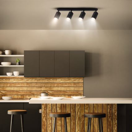 Brilagi - Spotlampe til badeværelse SELE 4xGU10/30W/230V IP44 sort