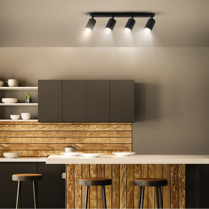 Brilagi - Spotlampe til badeværelse SELE 4xGU10/30W/230V IP44 sort