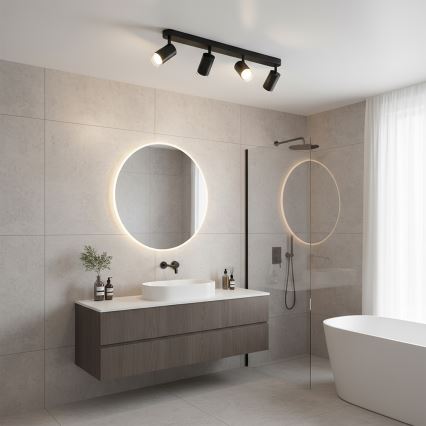 Brilagi - Spotlampe til badeværelse SELE 4xGU10/30W/230V IP44 sort