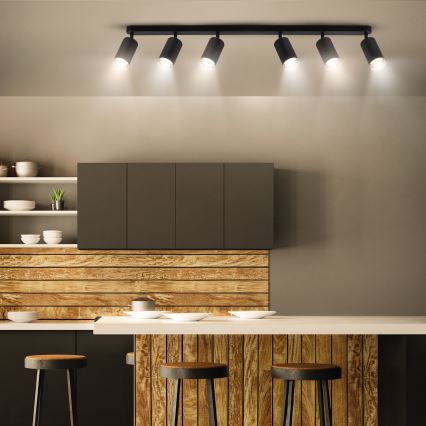 Brilagi - Spotlampe til badeværelse SELE 6xGU10/30W/230V IP44 sort