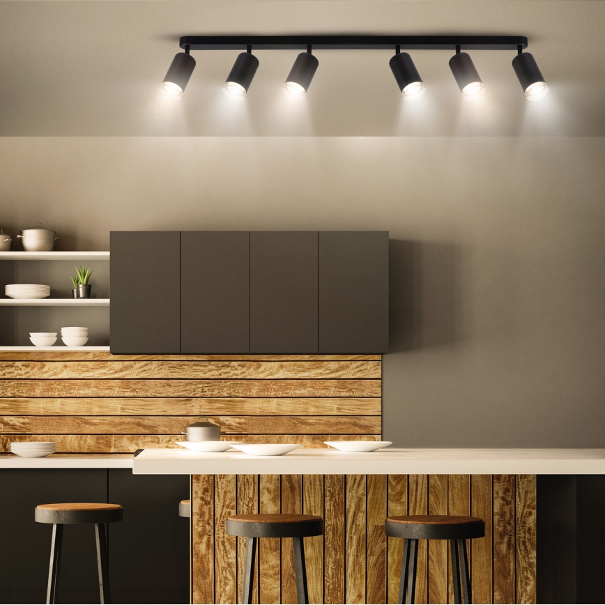 Brilagi - Spotlampe til badeværelse SELE 6xGU10/30W/230V IP44 sort