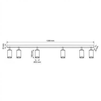 Brilagi - Spotlampe til badeværelse SELE 6xGU10/30W/230V IP44 sort