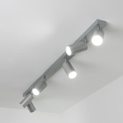 Brilagi - Spotlampe til badeværelse SELE 6xGU10/30W/230V IP44 sølvfarvet