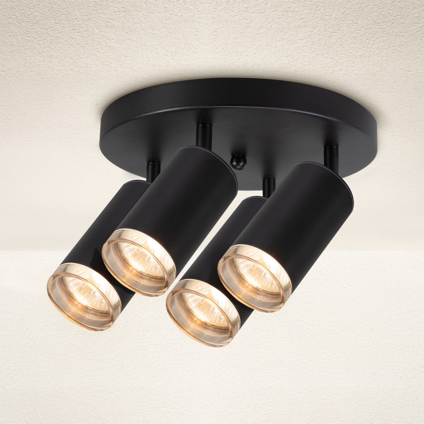 Brilagi - Spotlampe til badeværelse SELE AQUA 4xGU10/30W/230V IP44 sort