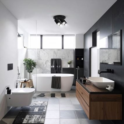 Brilagi - Spotlampe til badeværelse SELE AQUA 4xGU10/30W/230V IP44 sort
