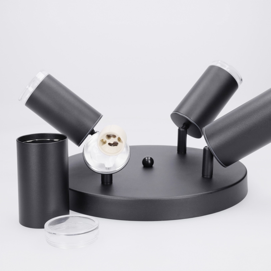 Brilagi - Spotlampe til badeværelse SELE AQUA 4xGU10/30W/230V IP44 sort