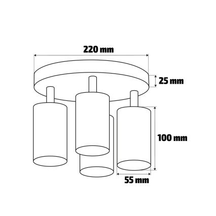 Brilagi - Spotlampe til badeværelse SELE AQUA 4xGU10/30W/230V IP44 sort