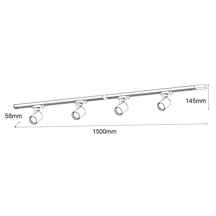 Brilagi - Spotlampe til skinnesystem HUSKY 4xGU10/10W/230V sort