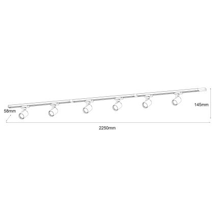 Brilagi - Spotlampe til skinnesystem HUSKY 6xGU10/10W/230V sort