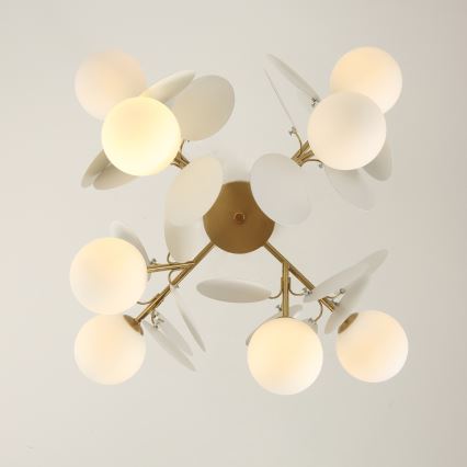 Brilagi - Stangpendel BALMO 8xG9/9W/230V Ø 60 cm guld/hvid