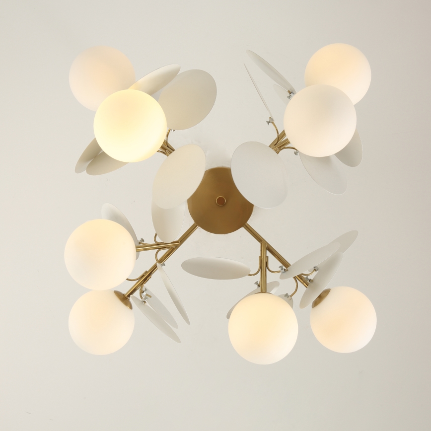 Brilagi - Stangpendel BALMO 8xG9/9W/230V Ø 60 cm guld/hvid