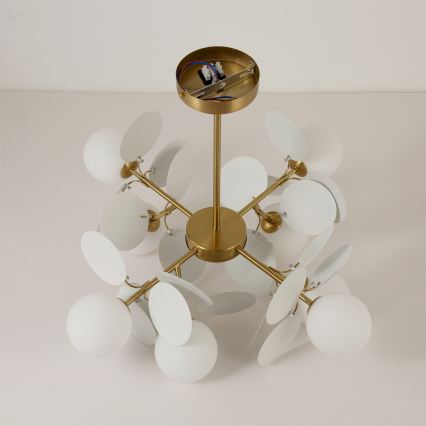 Brilagi - Stangpendel BALMO 8xG9/9W/230V Ø 60 cm guld/hvid